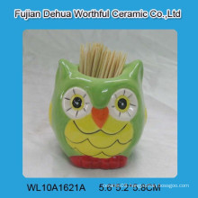 Lovely owl designed ceramic toothpick box